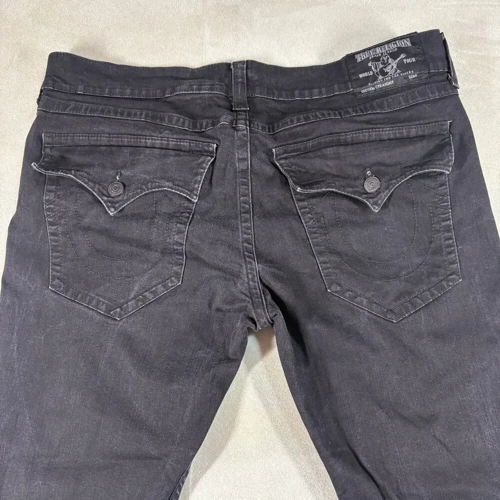 True Religion Straight Leg Black Jeans Size‎ 42 Men Preowned